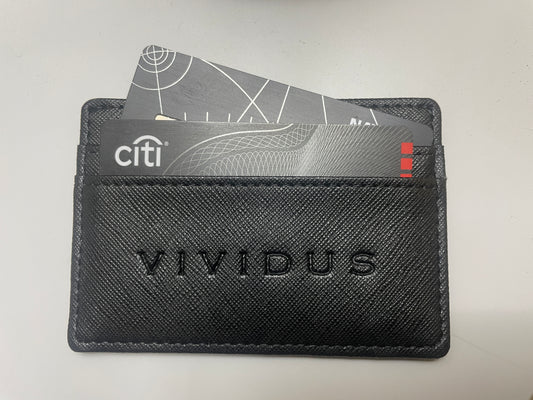 Elegant genuine diamond-textured leather RFID VIVIDUS debossed card holder
